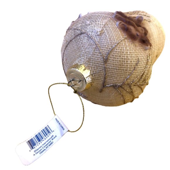 GERSON White Finial Acorn Glitter Glass Ornament Christmas Large Size 6" NEW - Picture 3 of 11